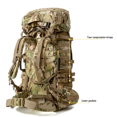 Image of MT Military Army Large Rucksack with Detacheable Assault Backpack Hydration Pack Shoulder Straps and Waist Belt Metal Frame | Detacheable