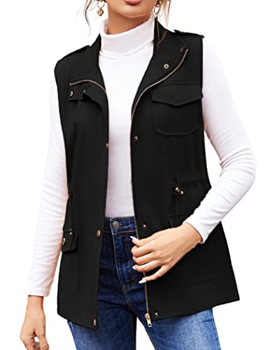 Beyove Womens Lightweight Sleeveless Military Anorak Cargo Vest No Hood