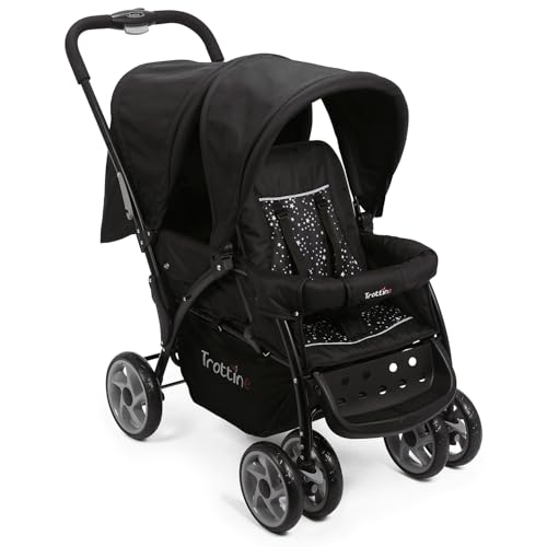 TROTTINE Twinbi poussette double pour jumeaux, enfants rapprochés, maniable et facilement pliable, 2 dossiers inclinables dont 1 à plat, 2 tabliers, grand...