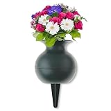 matches21 HOME & HOBBY Grabvase zum Stecken als frostsichere Grabdeko - Grüne Kugelform Friedhofs-Vase in 27 cm als wetterfester Kunststoff Grabschmuck - Erdspieß Blumenvase als schöne Steckvasen