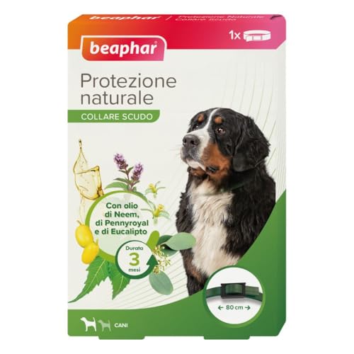 Beaphar Protezione Naturale, Collare Scudo Regolabile per Cane Grande, con Olio di Neem, Fino a 3 Mesi di Protezione, 80 cm
