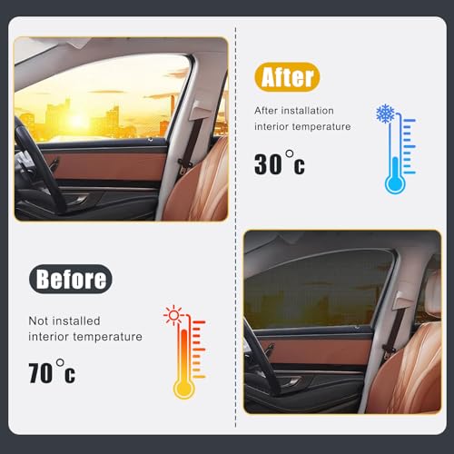 getfay Pack-4 Car Side Window Shades, Double Layer Design, 26.3In x 27.5In Breathable Vehicle Thermal Isolator, Universal 21.2In x 31.1In Automotive Privacy Protective Mesh for SUV (Black)