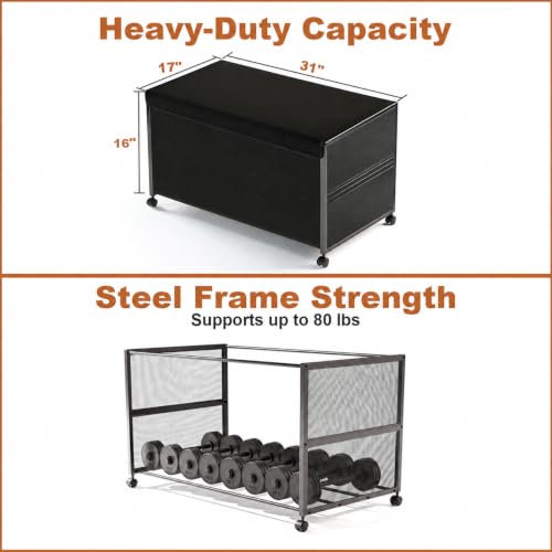 Image of Fokyfok 2Pack Under Bed Storage Containers,16 inch Height,31 inch Long | Under Bed Shoe Storage,Underbed Storage with Wheels,Large Rolling under bed Clothes Storage Drawers,Lid,Dorm Tall,Black
