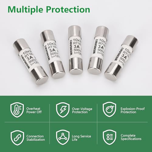 Wengart AC Cylindrical Fuse Link RT18-32 (RO15), AC500V 3A, 120kA, 10x38mm, 10 pieces, Strong Breaking Capacity - Image 3
