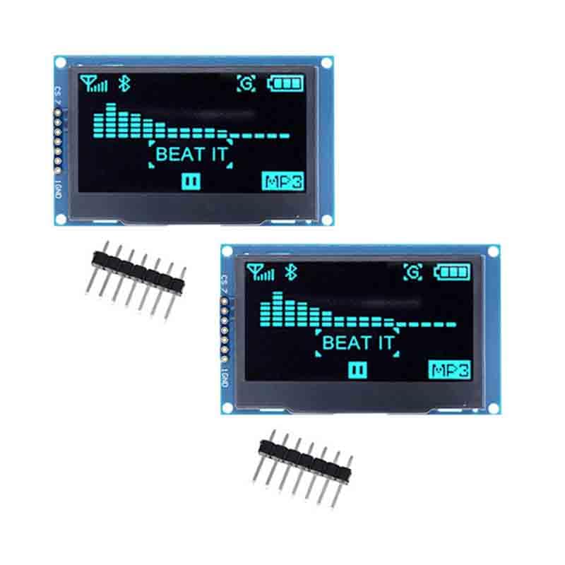 2PCS 2.42 Inch OLED Display Module SPI Serial Port 12864 Pixels LCD Screen Display (Blue)
