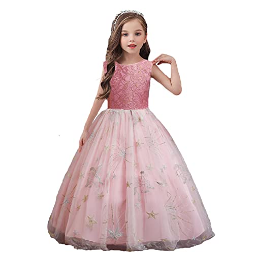 Vestidos para niñas de fiesta de boda y baile escolar rosa