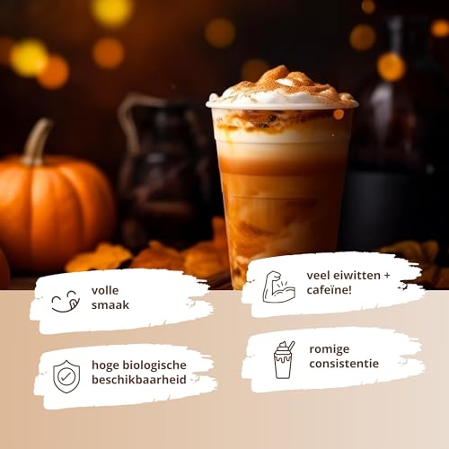 Nutri + Proteïne Ijskoffie Pumpkin Spice Latte - Vheypresso Koffie Eiwit met Cafeïne 800 g - Lactose + Glutenvrij Poeder - Spieropbouwende Eiwit - Afbeelding 3