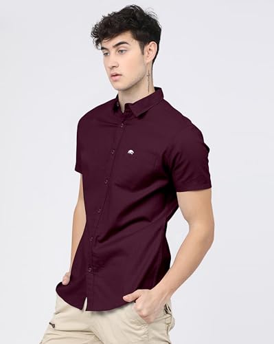 Image of BRUCEWANE Men's 100% Cotton Half Sleeve Shirt