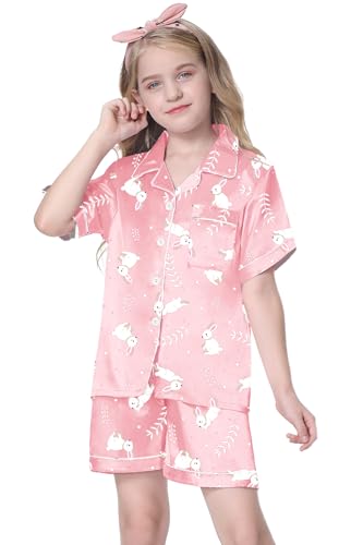 Image of Girls & Womens Satin Pajamas Set, Silk Button-Down Sleepwear 2 Piece Nightwear, 3 Years - Women XXL