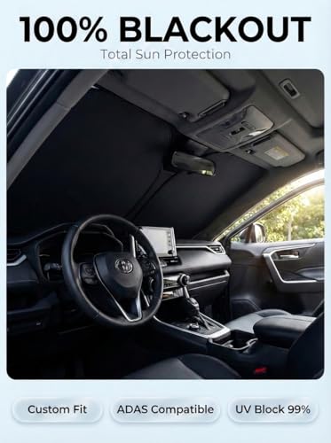 Image of Proadsy Windshield Sun Shade Custom Fit Honda Accord 2023-2026 Ice Crystal Black Front Window Sunshade UV and Heat Blocker Foldable Visor Keeps Car Cooler for Summer Parking and Daily Use
