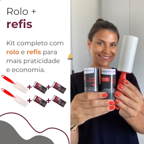 Kit 2 Rolos Tira Pelo Pet Cabelo Bolinha Roupa Sofá Adesivo Removedor Mais 4 Refil Total 180 Folhas