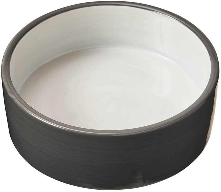 SPOT Two Tone Gray Dog Dish - Round Ceramic Food/Water Bowl for Pets, Stoneware Dish with High Walls, Ideal for Small Dogs, Cats, Reptiles, Large Birds, Dishwasher Safe - 5in, 1.75 Cup (14oz)