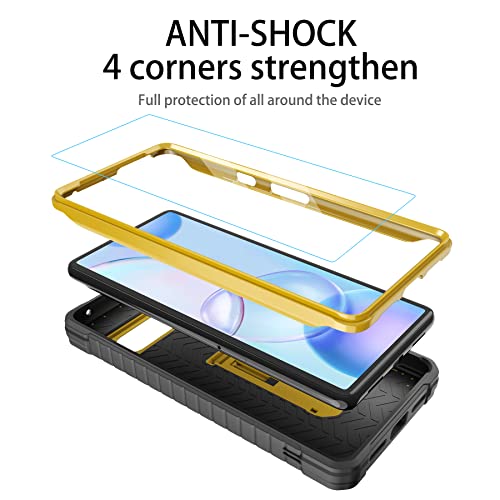 Image of for Google Pixel 7 Case, Military Grade Protection Shockproof Case with Tempered Glass HD Screen Protector and Kickstand Compatible with Google 7 Phone 6.5 Inch (Yellow)