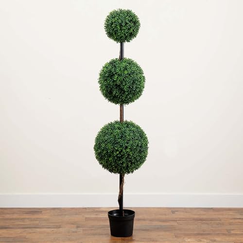 Image of Nearly Natural 6ft. Artificial Triple Ball Boxwood Topiary Tree (Indoor /Outdoor)