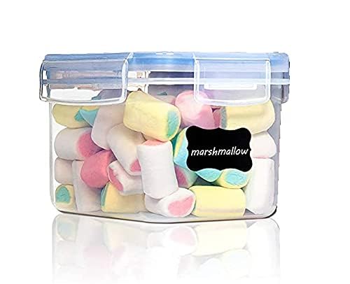 Image of Kitchen Storage Container Set of 1pc Food Safe & BPA Free Plastic Kitchen Containers and Jars 500ml Cereal Dispensers Airtight Fridge Container with Leakproof Lid (0.5L, Rectangular, Transparent)