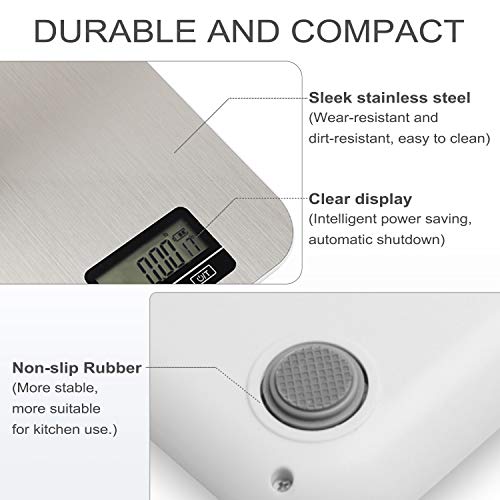 Food Scale, Hangable Digital Kitchen Weight Grams and Ounces for Baking and Cooking, 1g Division, Stainless Steel - Thumbnail 7