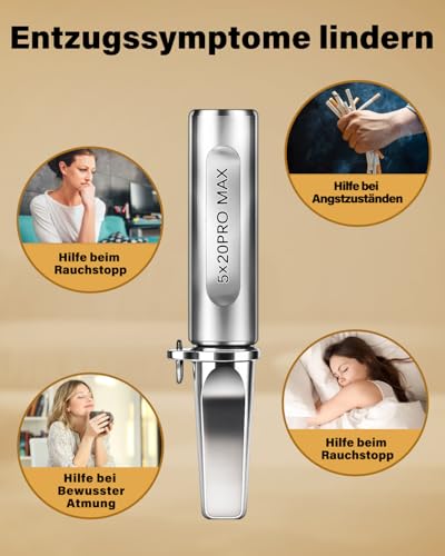 Wagxoey Outil de sevrage de fumer avec 7 filtres gratuits - Filtre sans nicotine - Soulage le stress et l'entraînement respiratoire - Blanc – vue 6