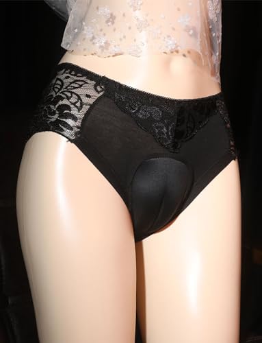 FEOYA Men’s Hiding Gaff Panties for Crossdresser Transgender Feminine Underwear Lace Hollow Out Shaping Boxers Briefs3