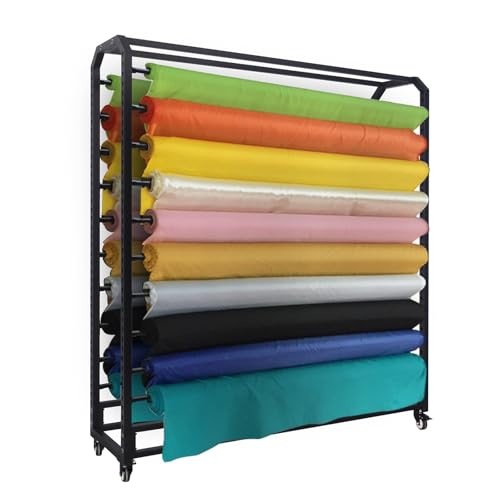 ASerZenith Estante De Almacenamiento De Rollos De Tela, Soporte Organizador De Rollos De Tela Textil Comercial, Estante De Exhibición De Almacenamiento De Metal Resistente（195Cm-10 Rods）