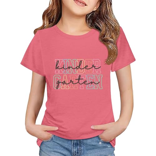 Interesting School Opens Tops Toddler Boys Girls Letter Print T-Shirt Summer Short Sleeve Tops Kindergarten Sweatshirt