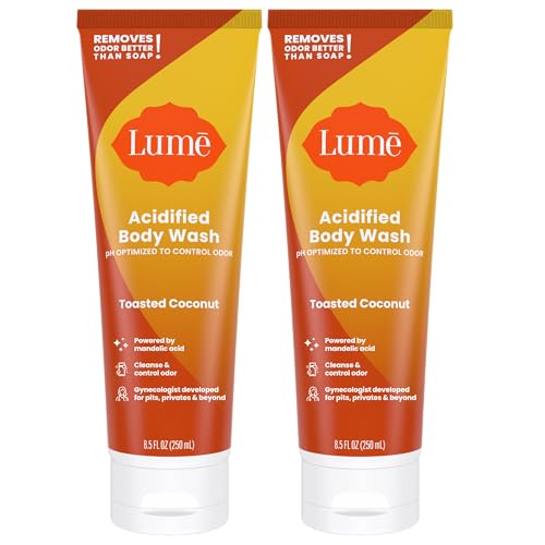 Image of Lume Acidified Body Wash - 24 Hour Odor Control - Removes Odor Better than Soap - Moisturizing Formula - Formulated Without SLS or Parabens - OB /GYN Developed - 8.5 ounce (Pack of 2) (Toasted Coconut)