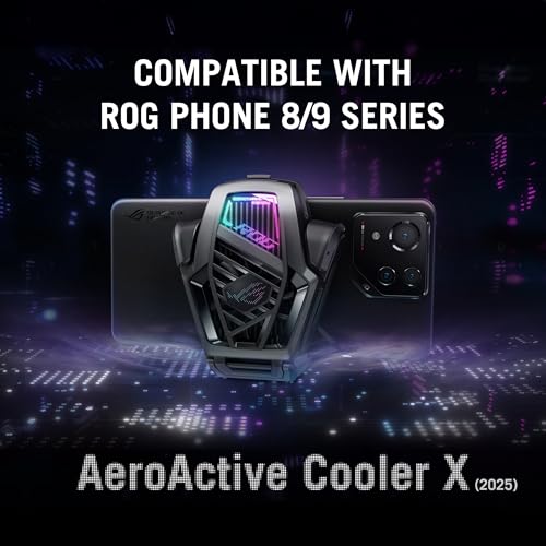 Image of ASUS ROG AeroActive Cooler X (2025), RGB Cell Phone Cooling Fan for ROG Phone 8 /9 Series, Portable Lightweight, Built-in Kickstand, Dual Physical Buttons, 3.5mm Headphone Jack, USB-C USB 2.0