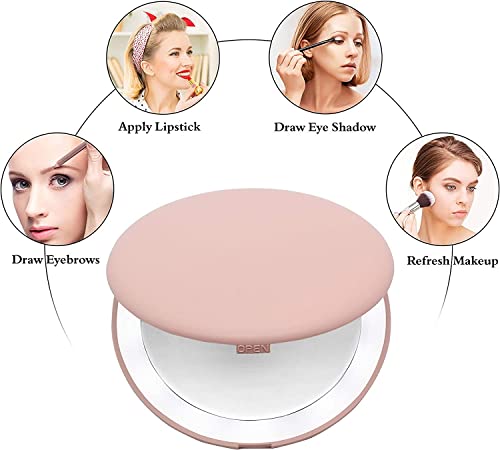 Compact Makeup Mirror, 1X/10X Magnifying Led Lighted Travel Makeup Mirror Portable Compact Mirror For Handbag Foldable Pocket Mirror Illuminated Mirror (Pink) #TOP2