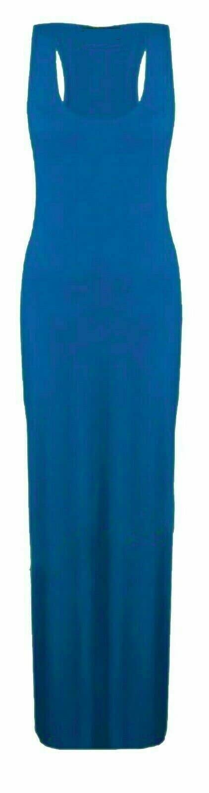 Women's Teal Jersey Long Summer Vest Racer Muscle Back Maxi Dress Plus Size 8-26 (Xxl (20-22), )