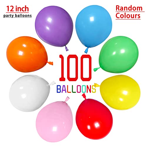 Image of ASIYUHY 100 PCS Party Balloons Assorted Colors 12 Inch Rainbow Balloons with 65FT Ribbon Thick Latex Colorful Balloon Multicolor Bright Balloons for Kids Birthday Rainbow Party Weddings Decorations