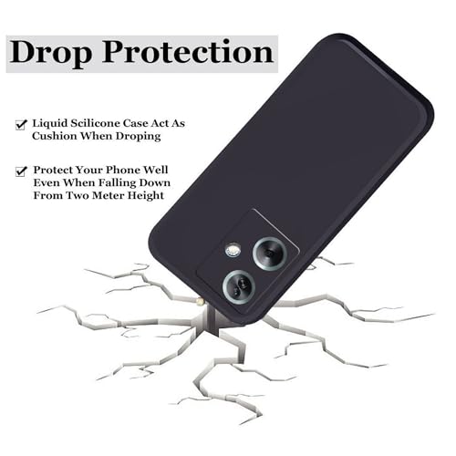 Image of A rtistque Liquid Silicone Back Cover Case for Oppo A79 5G Shockproof TPU Soft Flexible with Camera Protection - Black