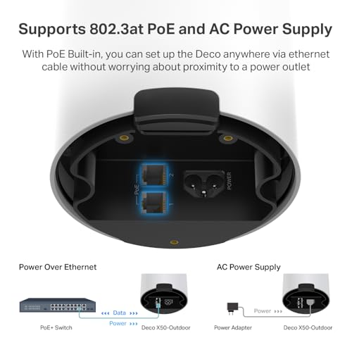 Image of TP-Link Deco Outdoor WiFi (X50-Outdoor) - AX3000 Dual Band WiFi 6, Dual Gigabit Ports, Weatherproof, Works with Deco Mesh, Pole /Wall /Table Mount, 1-Pack