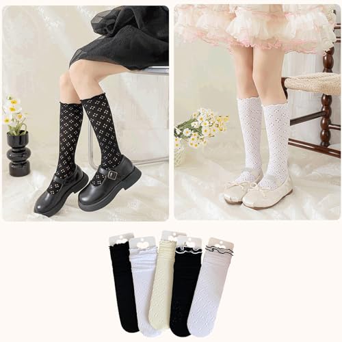 Hollowout Kneehigh Socks AntiSlip MidCalf Spring Soft Thin Child Lace Flower Kneehigh Socks For Girl2