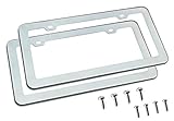 Creathome 2PCs Stainless Steel License Plate Frames with Mirror Polish Color