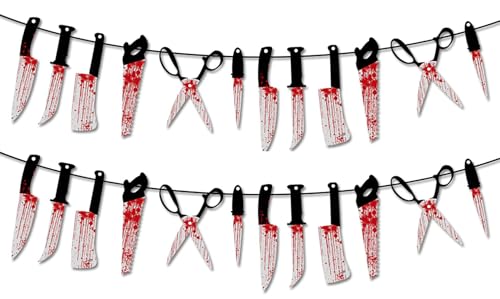 2PCS Halloween Spider Party Banner Spider Party Birthday Decorations Baby Shower Happy Halloween Banner Garlands Garden First Themed Party Supplies (blood)