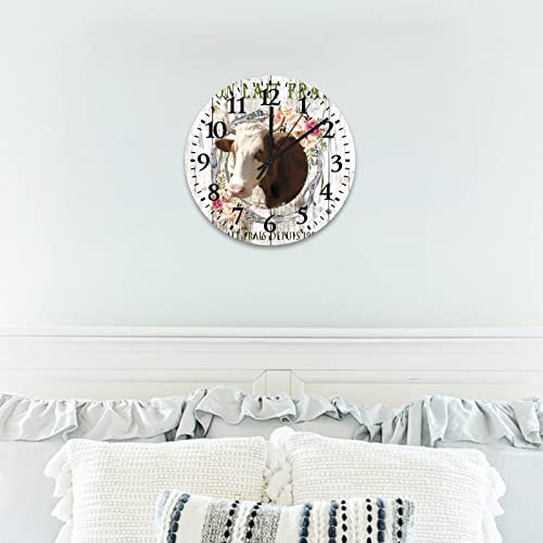 Wooden-Wall-Clock-Fresh-Floral-Wreath-Abstract-Animal-Cool-Things-for-Your-Room-Battery-Operated-Silent-Noiseless-Shabby-Chic-Farmhouse-Primitives-Cow-French-Style-Round-Clock-10-Inch Wooden Wall Clock Fresh Floral Wreath Abstract Animal Cool Things for Your Room Battery Operated Silent Noiseless Shabby Chic Farmhouse Primitives Cow French Style Round Clock 10 Inch