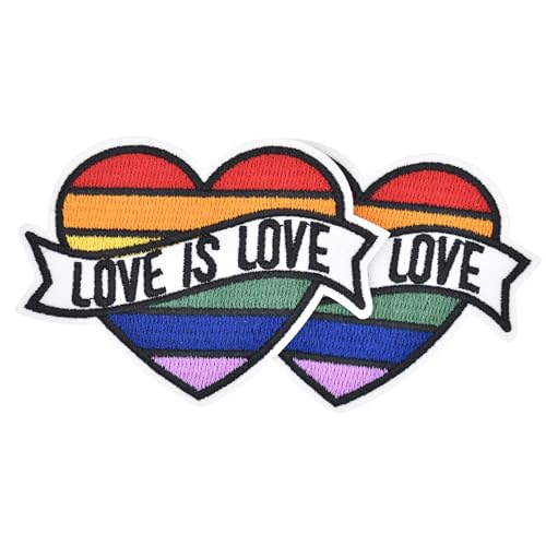 2pcs Iron on Patches for Clothing – Love is Love Theme Embroidered Iron on Patches for Clothes, Backpacks, Jeans, Shirt, Jacket, Dress, Hat, Bag, Custom Decoration