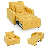 YODOLLA 3-in-1 Sofa Bed Chair, Convertible Sleeper Chair Bed,Adjust Backrest Into a Sofa,Lounger Chair,Single Bed,Modern Chair Bed Sleeper for Adults,Mustard Yellow