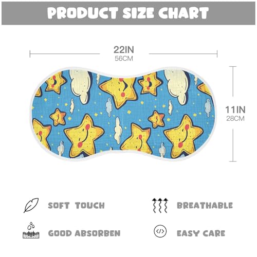 Cute Face Stars Cotton Muslin Burp Cloths Large Easy Care Baby Cloth for Gender Neutral Set of 2, 22x11in4
