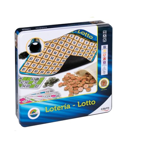 Cayro - Lotería Metal Box - Caja Metálica Resistente para Almacenamiento - Juego de Mesa Clásico - + 2 Jugadores
