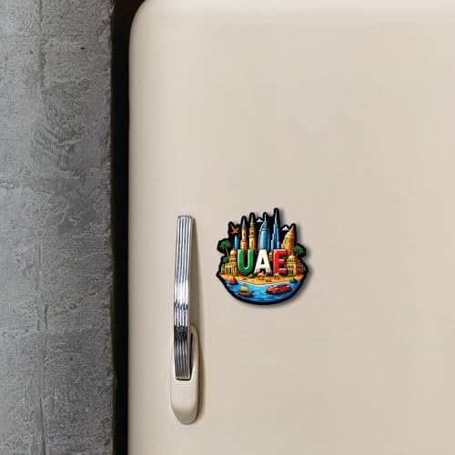 Image of CVANU UAE Country Landmark Theme 2pcs MDF Fridge Magnet - Wooden Travel Souvenir Refrigerator Decorative Collectible Magnet