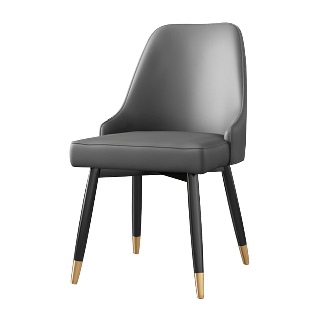 SJIALEN 1 Pcs Kitchen Dining Room Chairs, Water Proof PU Leather Accent Chairs with Metal Legs Apartment Living Room Side Chair Kitchen Chair (Color : Grey)