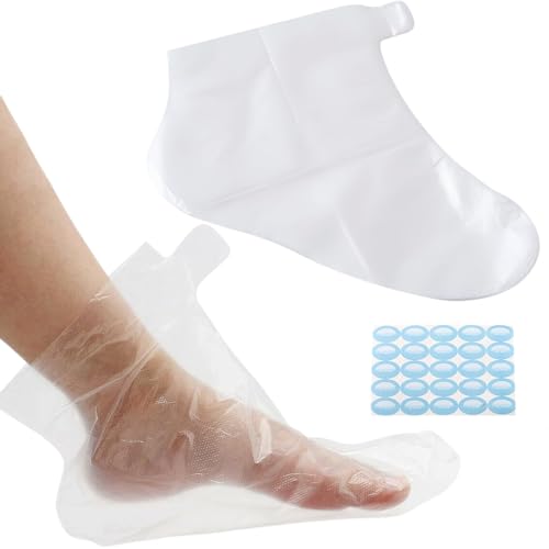 100 Pcs Plastic Disposable Socks for Foot Pedicure Paraffin Wax Spa Treatment, Paraffin Wax Bath Liners for Feet, Clear Foot Mask Socks