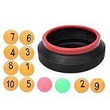 Alomejor Raffle Number Set - Printed Balls for Game Party, Folding Bucket - Yellow (10 Count) + 2 Color Balls