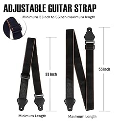 ROTOPATA Sangle de guitare vintage Avec 3 micros, extrémités en cuir véritable, longueur réglable de 33 « à 55 », bracelet en coton doux pour guitare acoustique, basse, électrique - Les Beatles, Paul McCartney, John Lennon, RIngo Starr, George Harrison ROTOPATA Sangle de guitare vintage Avec 3 micros, extrémités en cuir véritable, longueur réglable de 33 "à 55", bracelet en coton doux pour guitare acoustique, basse, électrique – Image 3