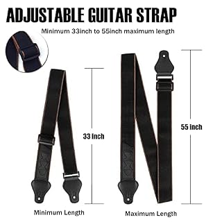 ROTOPATA Sangle de guitare vintage Avec 3 micros, extrémités en cuir véritable, longueur réglable de 33 « à 55 », bracelet en coton doux pour guitare acoustique, basse, électrique - Les Beatles, Paul McCartney, John Lennon, RIngo Starr, George Harrison ROTOPATA Sangle de guitare vintage Avec 3 micros, extrémités en cuir véritable, longueur réglable de 33 "à 55", bracelet en coton doux pour guitare acoustique, basse, électrique – Image 3