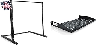 PYLE 12U Open Frame Steel-19'' Floorstanding, Patch Panel Shelf Bracket & 19-Inch 1U Server, Vented Shelves for Good Air Circulation Cantilever Wall Rack, Universal Device, Cabinet Shelf, Black