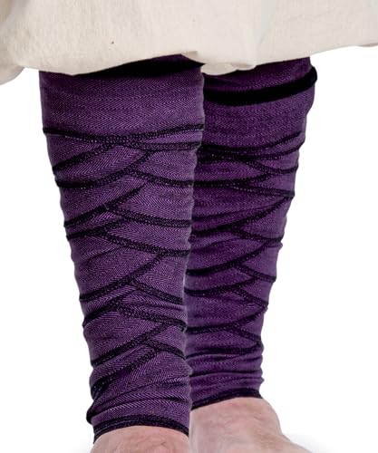 HEMAD Wikinger Wadenwickel Bein-Wickel Winingas Fischgrät-Muster Paar 100% Baumwolle Modell: Hodur, Fischgrätenmuster Lila-Schwarz