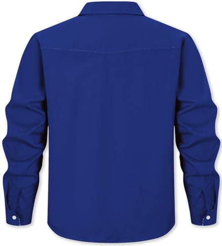 Image of SANGTREE Mens Long Sleeve Button Down Shirt Solid Casual Solid Dress Shirts Royal Blue, 3XL