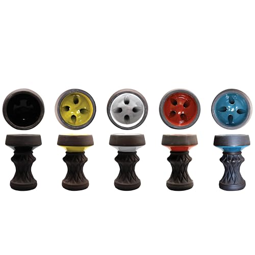 Amaren Classic Clay Hookah Bowl – 4-Hole Egyptian Style, Hand-Finished with Glazed Interior, Even Heat & Smooth Draw, Foil & Most HMD Compatible, Universal Grommet Fit [Multiple Colors]
