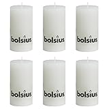  Bolsius 103867590302 Bolsius Stumpenkerze \'RUSTIK\', Ø 7 x 13 cm, weiß (6er Pack)